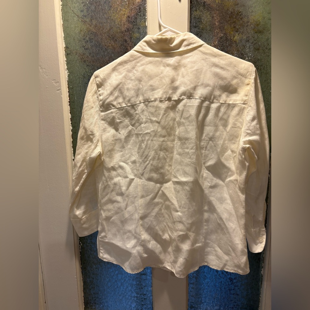 L.L. Bean Cream Casual Button Down Shirt Women’s  S 100% Linen - Picture 2 of 5